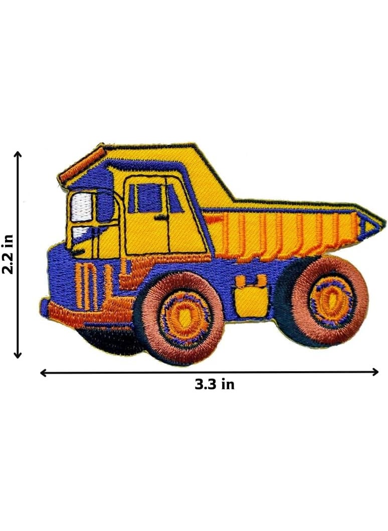 PATCH Iron on Patch Embroidered Patches Application Digger and Tip Truck Building Site Construction  - Image 3