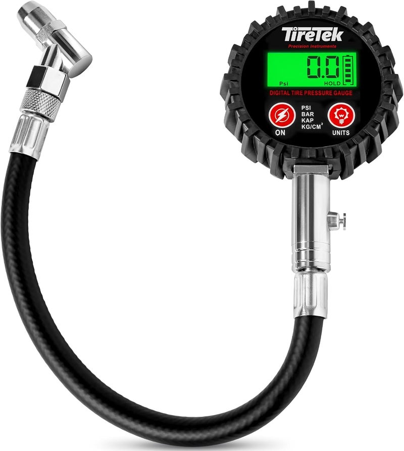 TireTek Digital Tire Pressure Gauge (0-200 PSI) - Heavy Duty Tire Gauge (Stainless Steel) - MotCertified ANSI - Easy to Read - Air Gauge Tire Pressure - Bike and Motorcycle Tire Pressure Gauge - Image 1