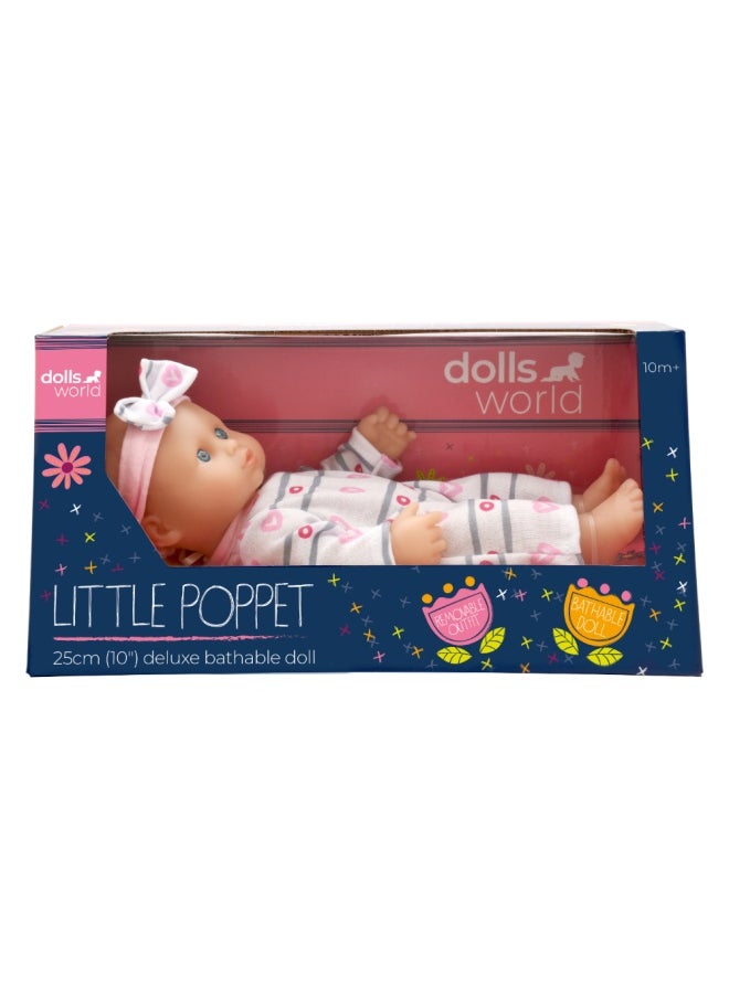 dolls world Little Poppets 10 inch Deluxe Twin Bathable vinyl Doll from Peterkin gift for kids of Age above 10 months  - Image 1