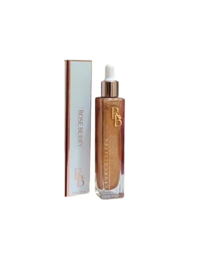 Rose Berry Glitter Body Shimmer, Bronze Body Shimmer for Face & Body Hair, Quick Dry Liquid Shiny Highlighter Spray (No. 03) - Image 1