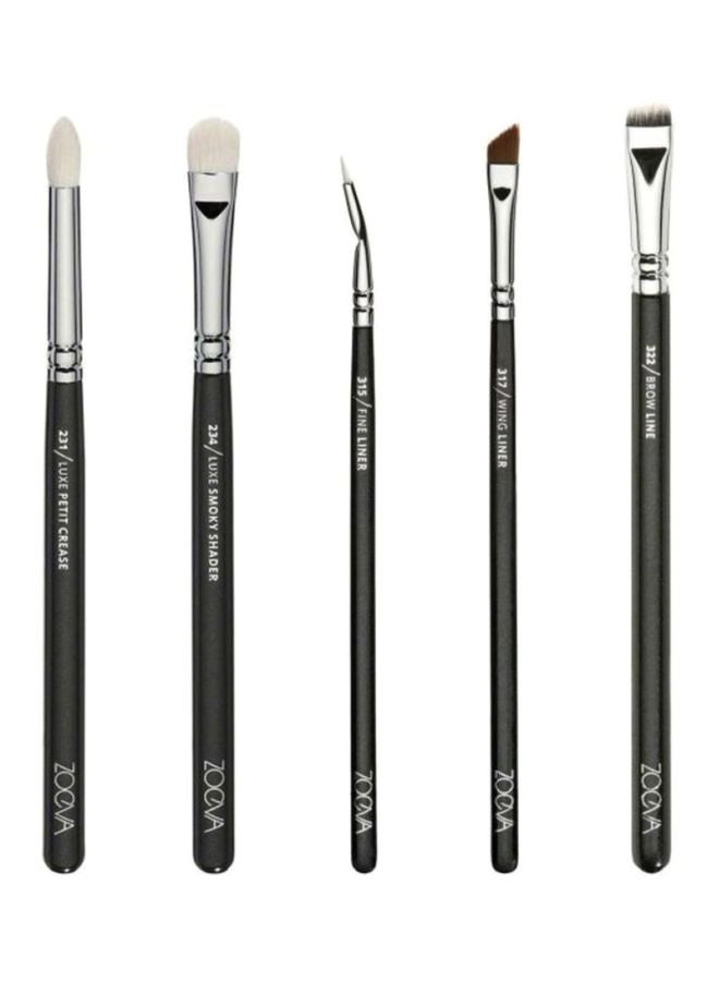 Zoeva 15-Piece Eyes Makeup Brush Set Black/Silver/White - Image 4