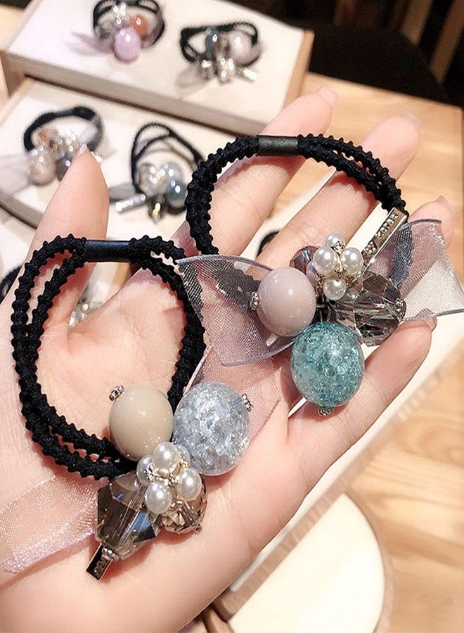LOVEF 3Pcs Korean Hair Accessories Double Layer Hair Ring with Pearls Flower Bowknot Hair Rope Hairbands - Image 3