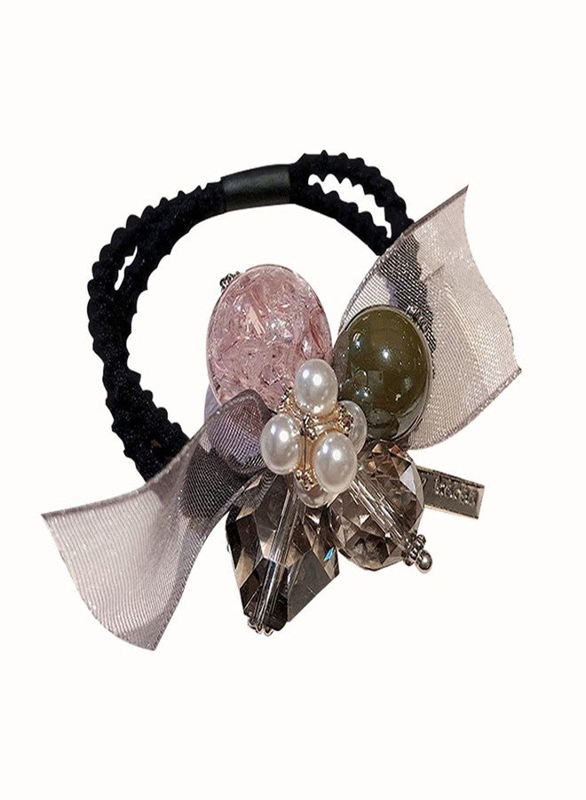 LOVEF 3Pcs Korean Hair Accessories Double Layer Hair Ring with Pearls Flower Bowknot Hair Rope Hairbands - Image 4