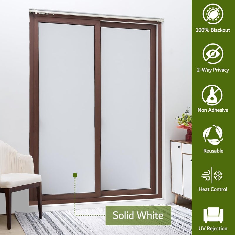 VELIMAX White Blackout Window Film, 100% Light Blocking Window Cover, Opaque Vinyl Cling, Privacy Film for Glass, Sun Blocking Films Non Adhesive, 17.7in x 78.7in - Image 3