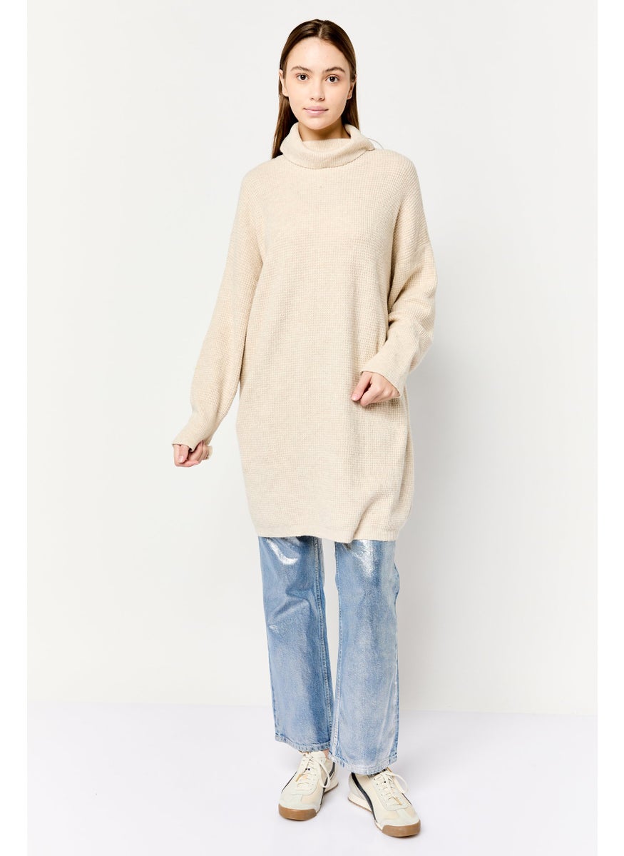 Aerie Women Knitted Sweater Dress, Beige  - Image 2