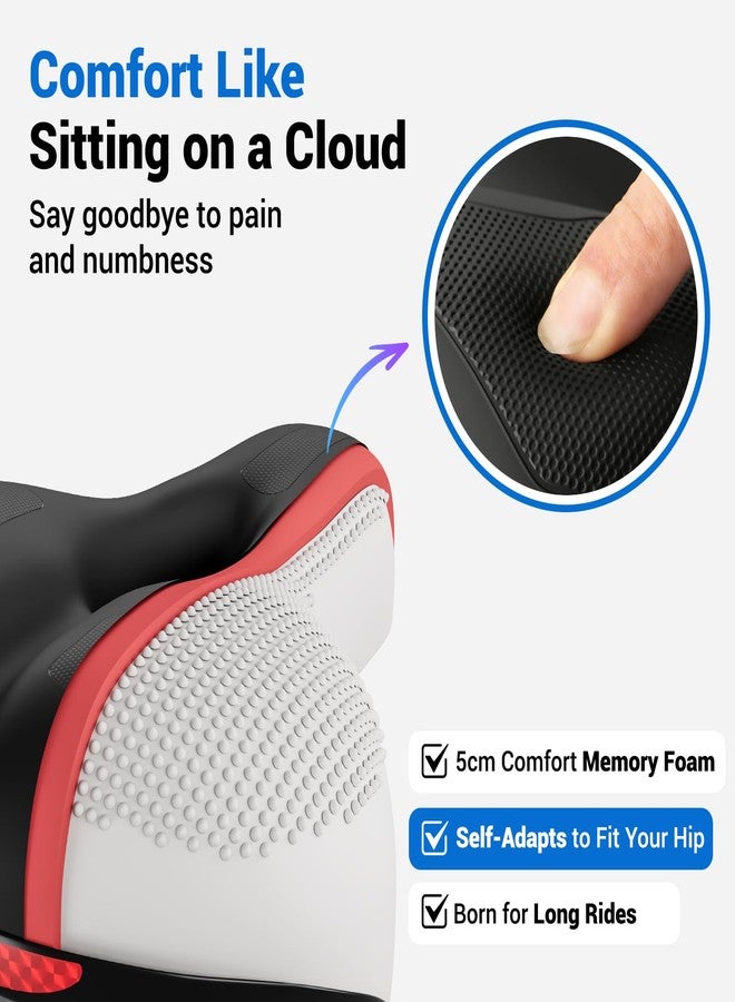 TONBUX Comfortable Bike Seat for Men & Women, Memory Foam Bicycle Seat with Dual Shock Absorbers, Padded Bike Saddle Universal Fit for Commuter, Stationary, Mountain, Cruiser, Ebike (Box Packaging) - Image 3