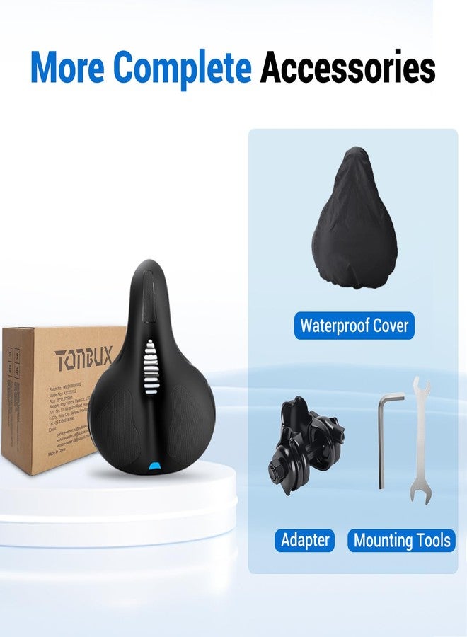 TONBUX Comfortable Bike Seat for Men & Women, Memory Foam Bicycle Seat with Dual Shock Absorbers, Padded Bike Saddle Universal Fit for Commuter, Stationary, Mountain, Cruiser, Ebike (Box Packaging) - Image 2