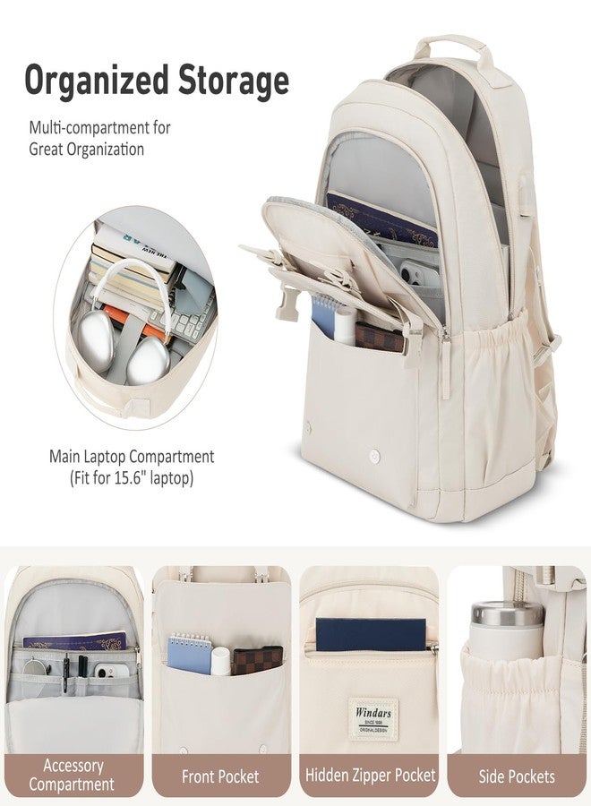 WINDARS School Backpack for Teen Girls, Elementary Middle High School College Student Bookbag Aesthetic Backpack Purse for Women Travel Back Pack Fit 15.6 Inch Laptop (Beige) - Image 2