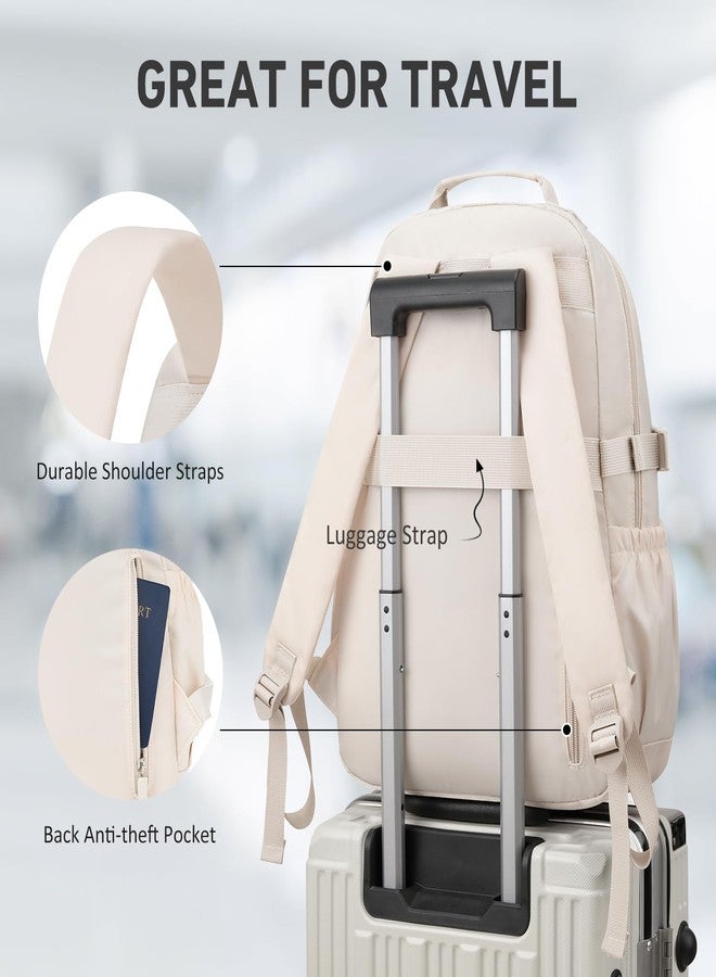 WINDARS School Backpack for Teen Girls, Elementary Middle High School College Student Bookbag Aesthetic Backpack Purse for Women Travel Back Pack Fit 15.6 Inch Laptop (Beige) - Image 5