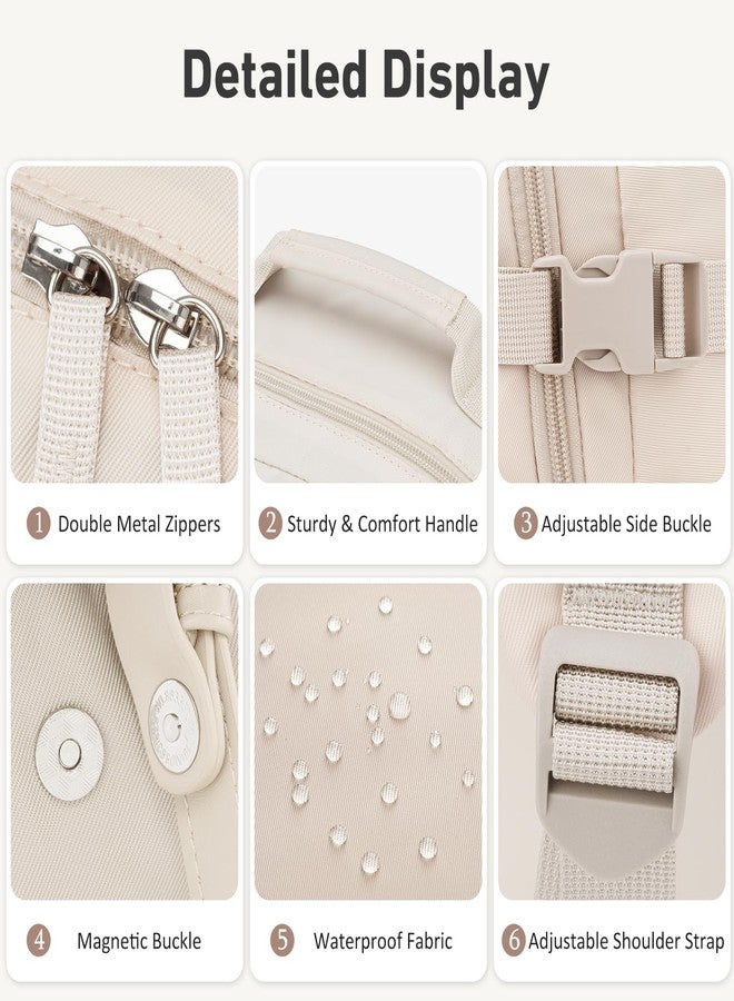 WINDARS School Backpack for Teen Girls, Elementary Middle High School College Student Bookbag Aesthetic Backpack Purse for Women Travel Back Pack Fit 15.6 Inch Laptop (Beige) - Image 4