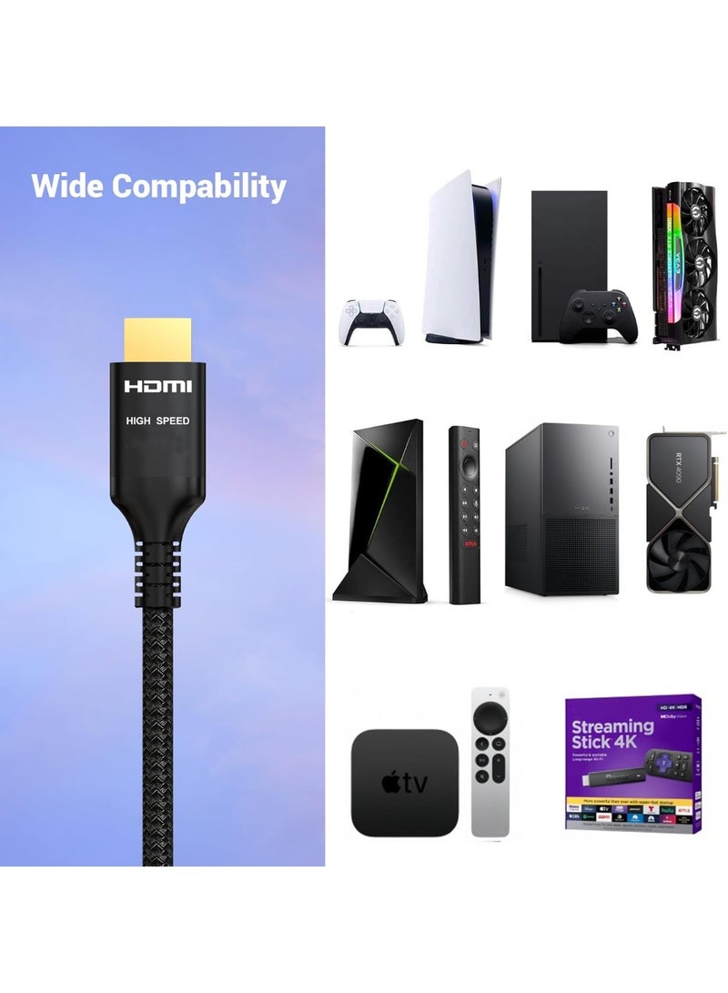 BEST ONE HDMI Cable 10FT/3m - 4K@60Hz HDR Braided HDMI Cord, 18Gbps High Speed with Ethernet/ARC, 3D, HDCP 2.2, ARC, Compatible for PS-5/4/3/4K HDTV/Monitor/Projector/Streaming Media - Image 5