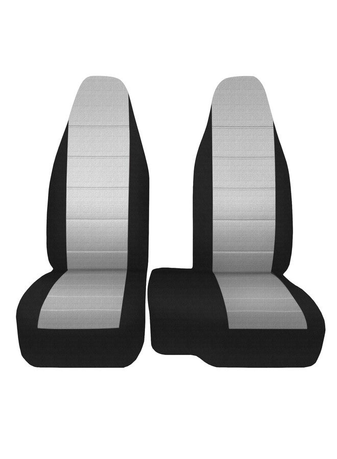 runfider 2Pcs 60/40 Cloth High Back Bench Seat Cover Black & Gray Fit for Ford Ranger XLT Front 1998 1999 2000 2001 2002 2003without Console Cover - Image 1