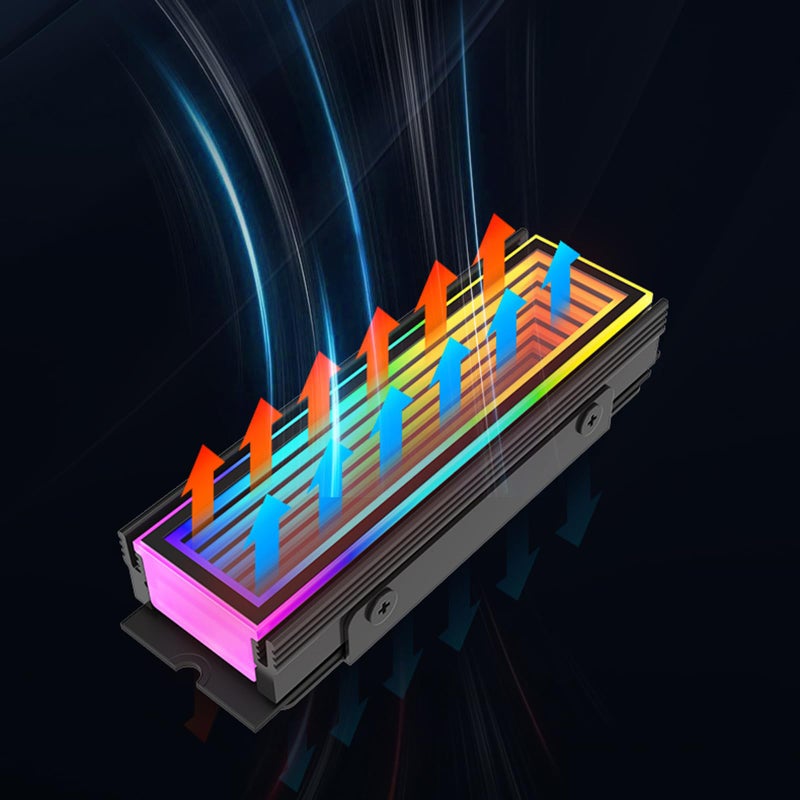 مشتت حرارة M2 من الألومنيوم الأبيض لـ SSD مع إضاءة ARGB متعددة الألوان - Image 4