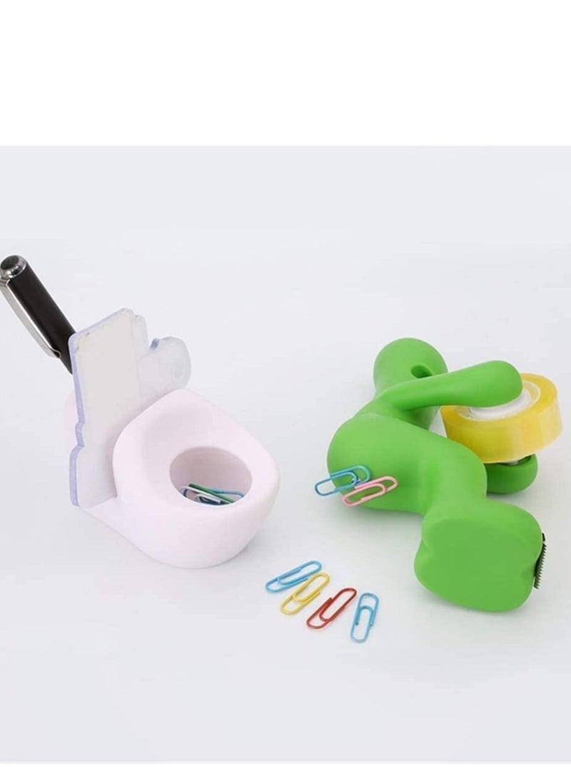 Tape Dispenser Desk Accessory Tape Dispenser Funny Tape Holder Desktop Office Supplies Station Tape Dispenser can Hold Paper Clip Sticky Notes Pen Holder