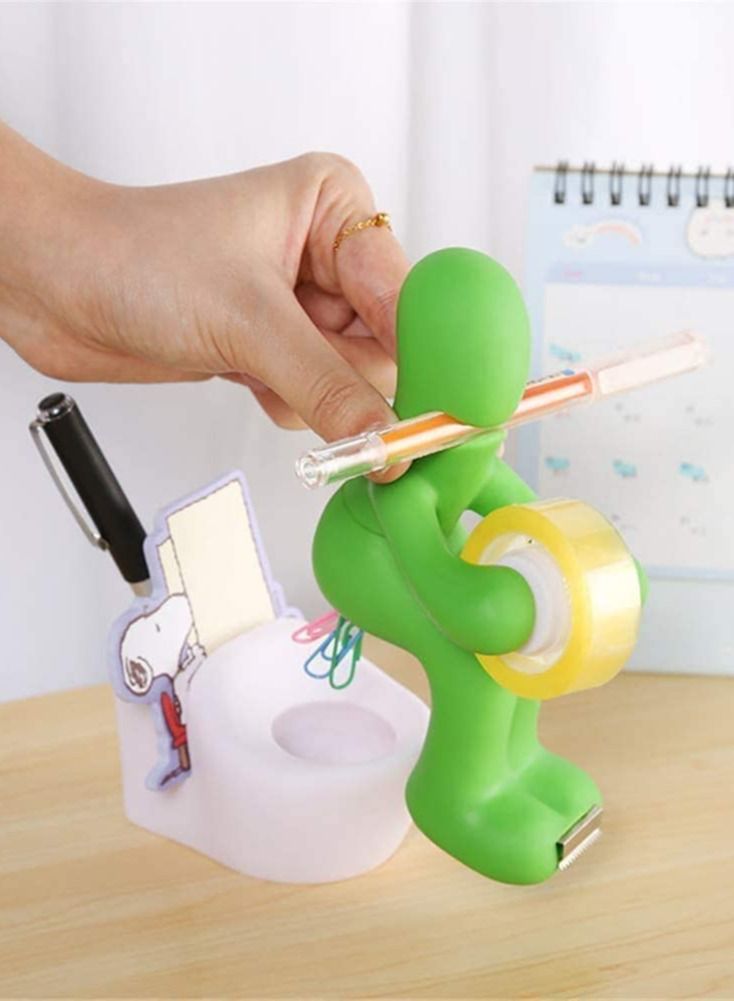 Tape Dispenser Desk Accessory Tape Dispenser Funny Tape Holder Desktop Office Supplies Station Tape Dispenser can Hold Paper Clip Sticky Notes Pen Holder