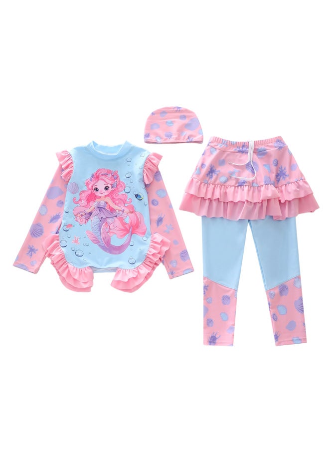 Children's Swimwear For Girls, Long Sleeve And Long Pants Swimsuit For Girls, Long Sleeve Two-piece Swimsuit For Girls