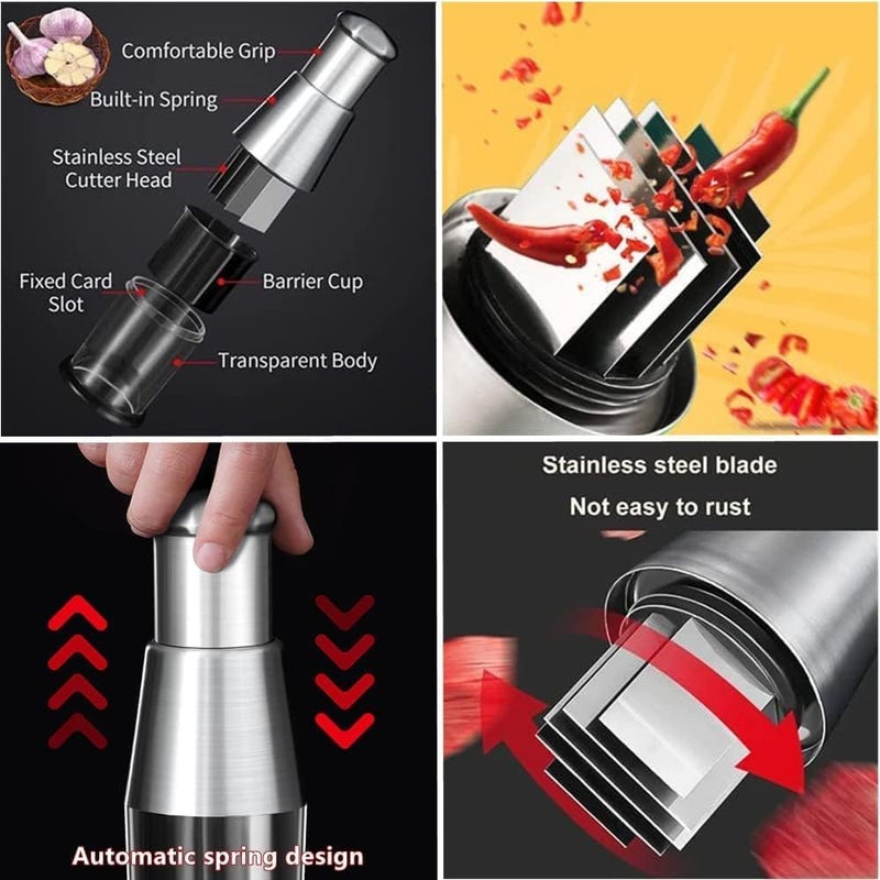 BIRZAR BIRZAR Pressed Garlic Chopper Stainless Steel 304 Garlic Masher Multifunctional Minced Garlic Garlic Crusher Manual Hand Garlic Grinder Cutter for Mincing Garlic Slicing Peppers and Onions - Image 4