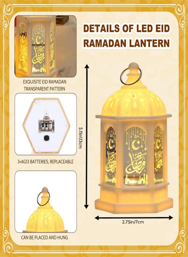 Ramadan Lantern Decoration, Eid Lanterns Hanging SmaSend a white hairll Decorative LED Lanterns for Eid Table Decoration, Wedding Decoration, Moroccan Ramadan Decoration - Image 2