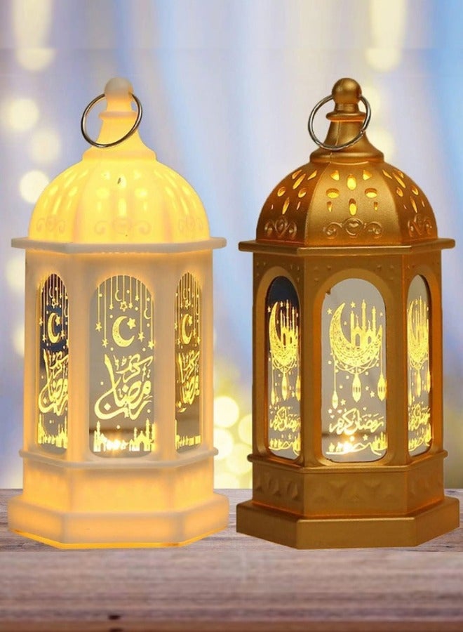 Ramadan Lantern Decoration, Eid Lanterns Hanging SmaSend a white hairll Decorative LED Lanterns for Eid Table Decoration, Wedding Decoration, Moroccan Ramadan Decoration - Image 1