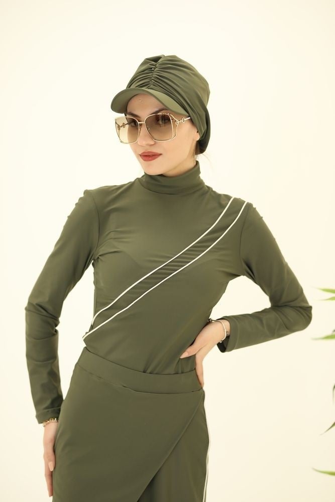NS Tasarım NS Design Mila Khaki Visor Bonnet