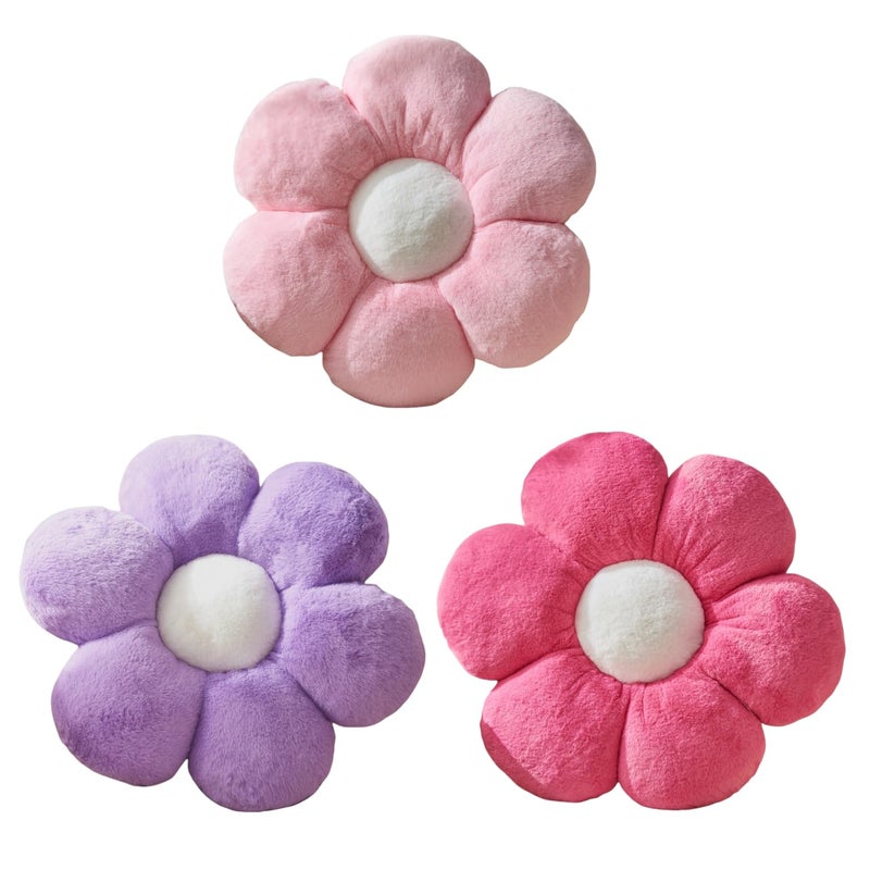 Vdoioe 3PCS Flower Pillow Set,Flower Throw Pillow 15.7In Daisy Pillow Cute Decorative Pillow Cushion Home Decor& Plush Pillow for Sofa Couch Bed Reading Tent. - Image 1