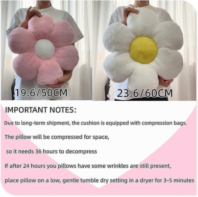 Vdoioe 3PCS Flower Pillow Set,Flower Throw Pillow 15.7In Daisy Pillow Cute Decorative Pillow Cushion Home Decor& Plush Pillow for Sofa Couch Bed Reading Tent. - Image 5