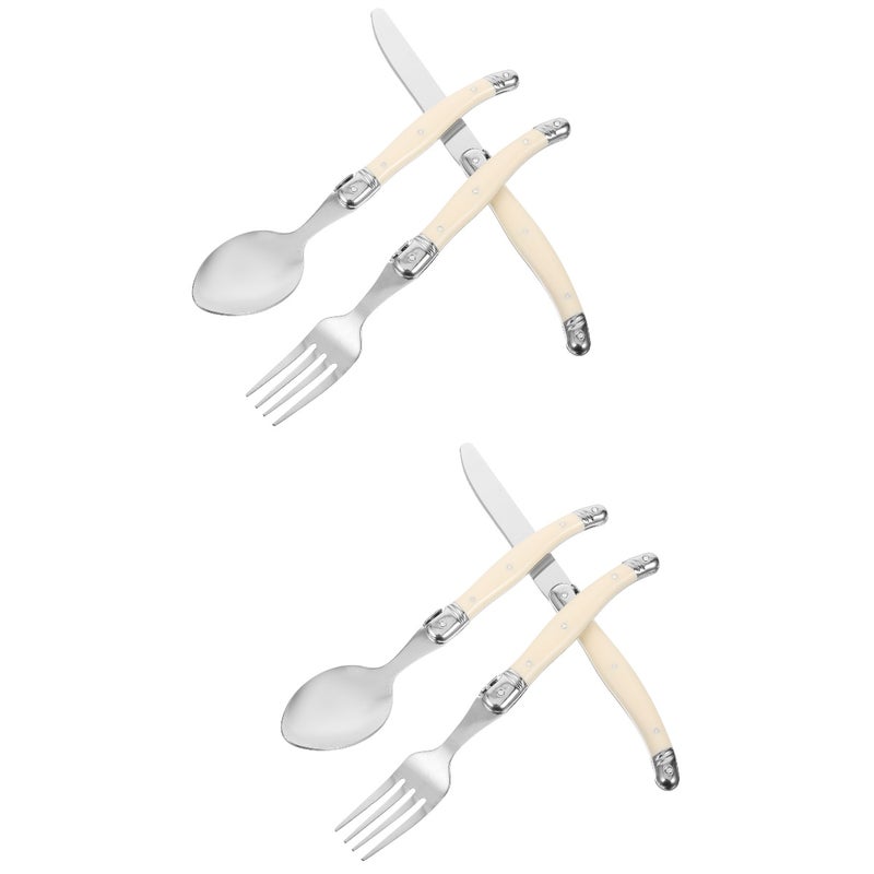 2 Sets Western Flatware Stainless Steel Dinnerware Steak Fork Spoon Cutter for Home Restaurant - Image 1