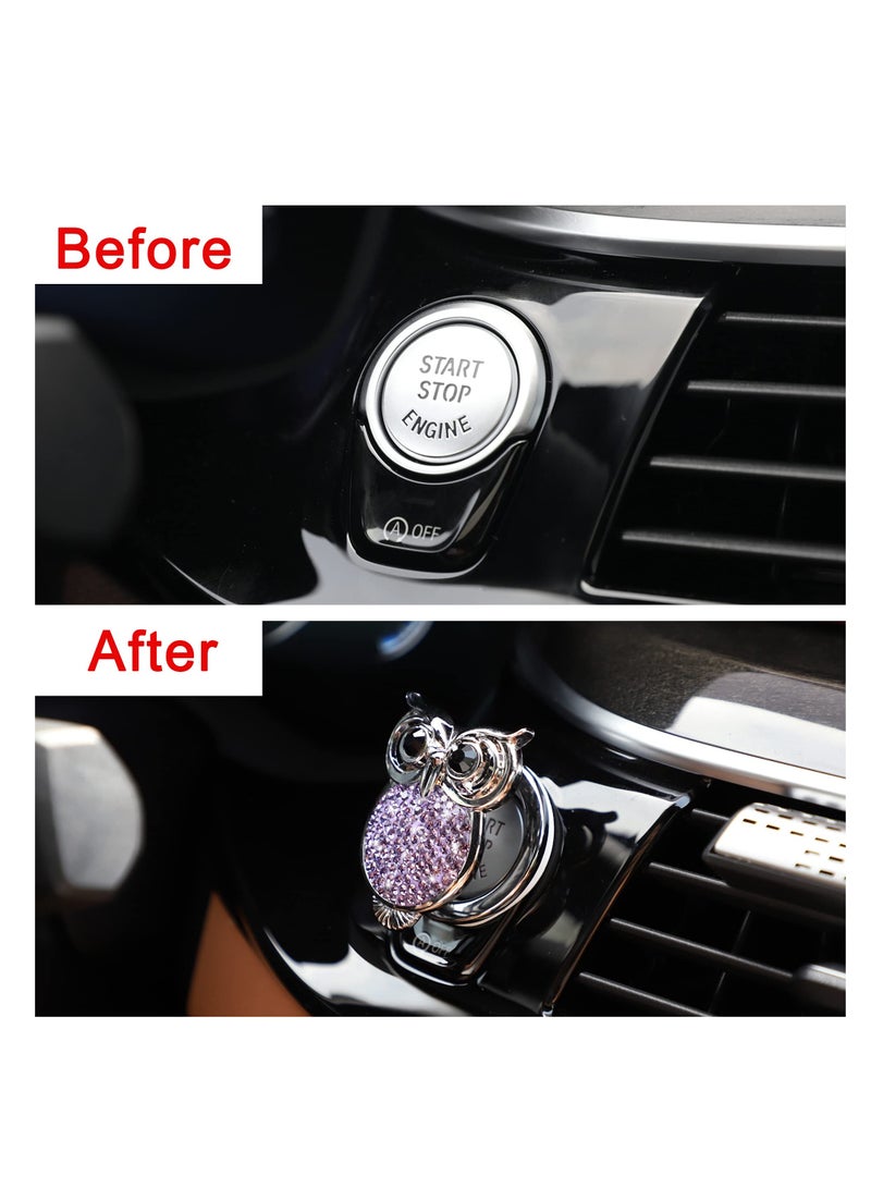SYOSI Car Push Start Button Cover, Cute Bling Crystal Car Engine Start Stop Button Cover, Car Engines Start Stop Accessories for Owl Car Interior Decoration Rhinestone Sticker - Image 4