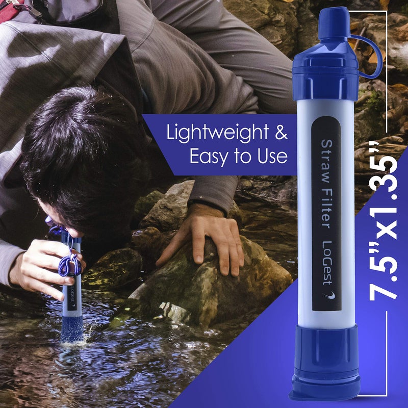 Logest 2 Pack Water Filter Straw - Water Purifying Device - Portable Personal Water Filtration Survival - for Emergency Kits Outdoor Activities and Hiking - Water Filter Camping Travel Survival Backpacking - Image 2