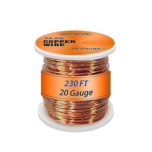 UCINNOVATE 20 Gauge Copper Wire, 230FT Soft Pure Copper Wire for Jewelry Making, Gardening, Crafting, 0.8mm Diameter, Metallic Copper, Part Number UC-8001150 - Image 1