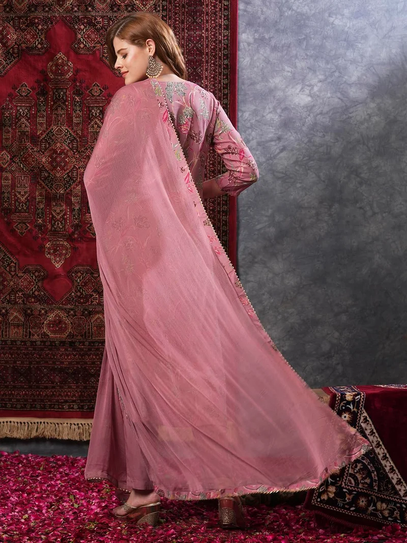 GoSriKi مزيج رايون نسائي مطبوع من كورتا مستقيمة مع بنطال وخوخ دوباتا