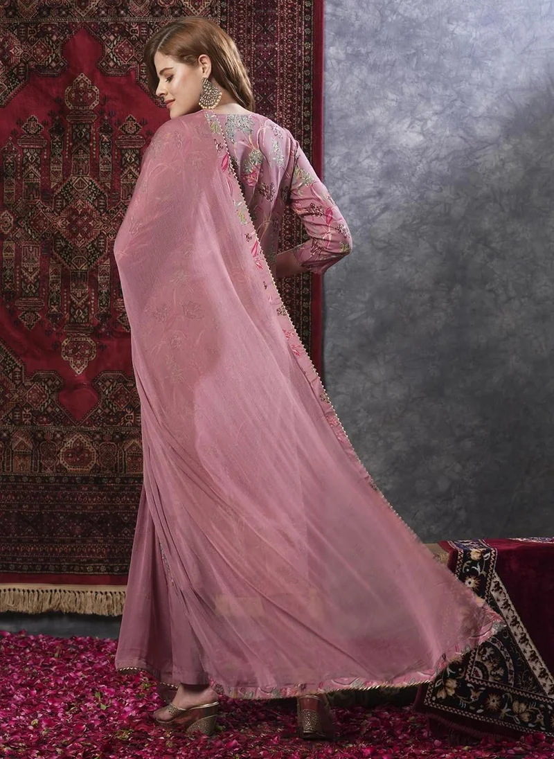 جو سريكي مزيج من الرايون النسائي GoSriKi مطبوع بكورتا مستقيمة مع بنطال ودوباتا (VICE Peach-VKS02-GS_S_Peach_Small)