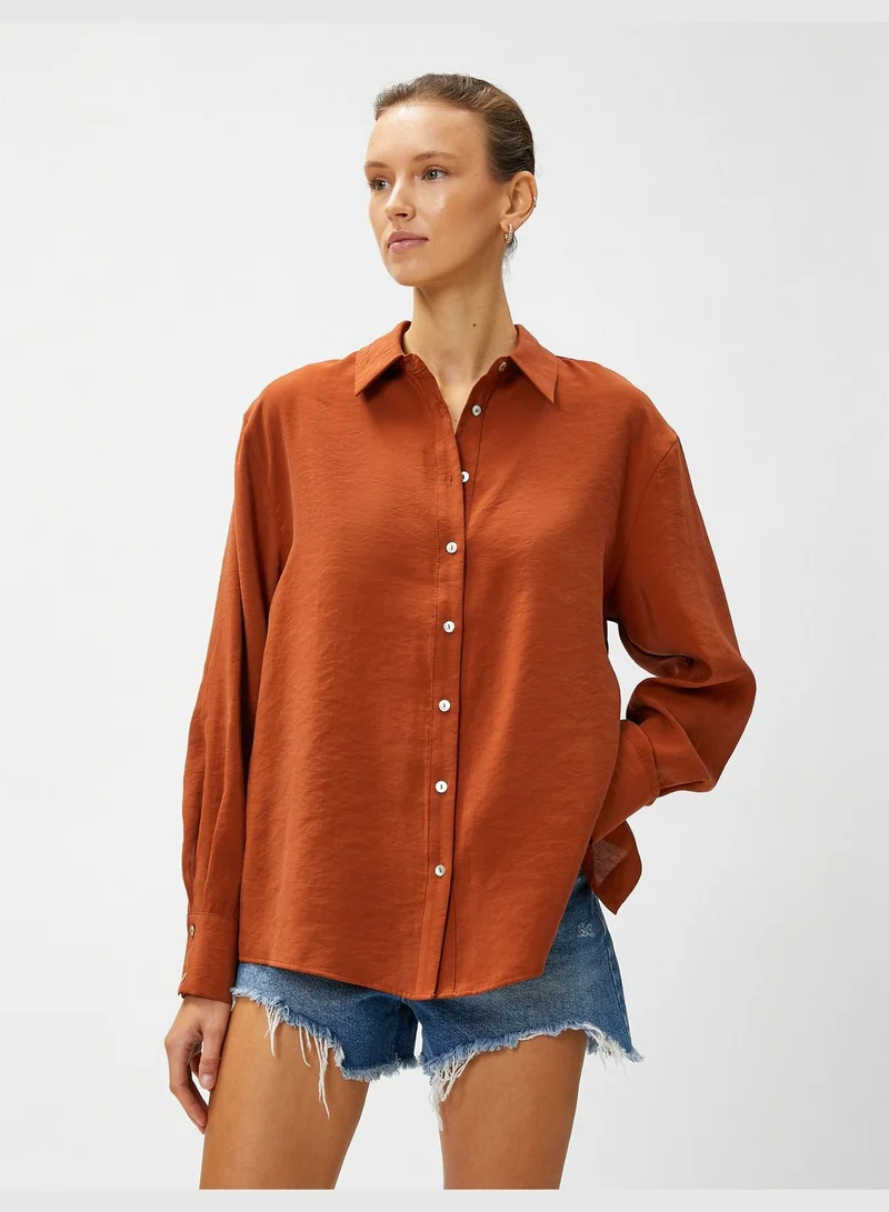 KOTON Back Detail Long Sleeve Modal Blended Shirt