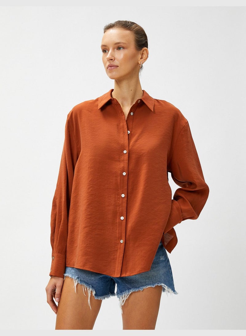 KOTON Back Detail Long Sleeve Modal Blended Shirt - Image 3