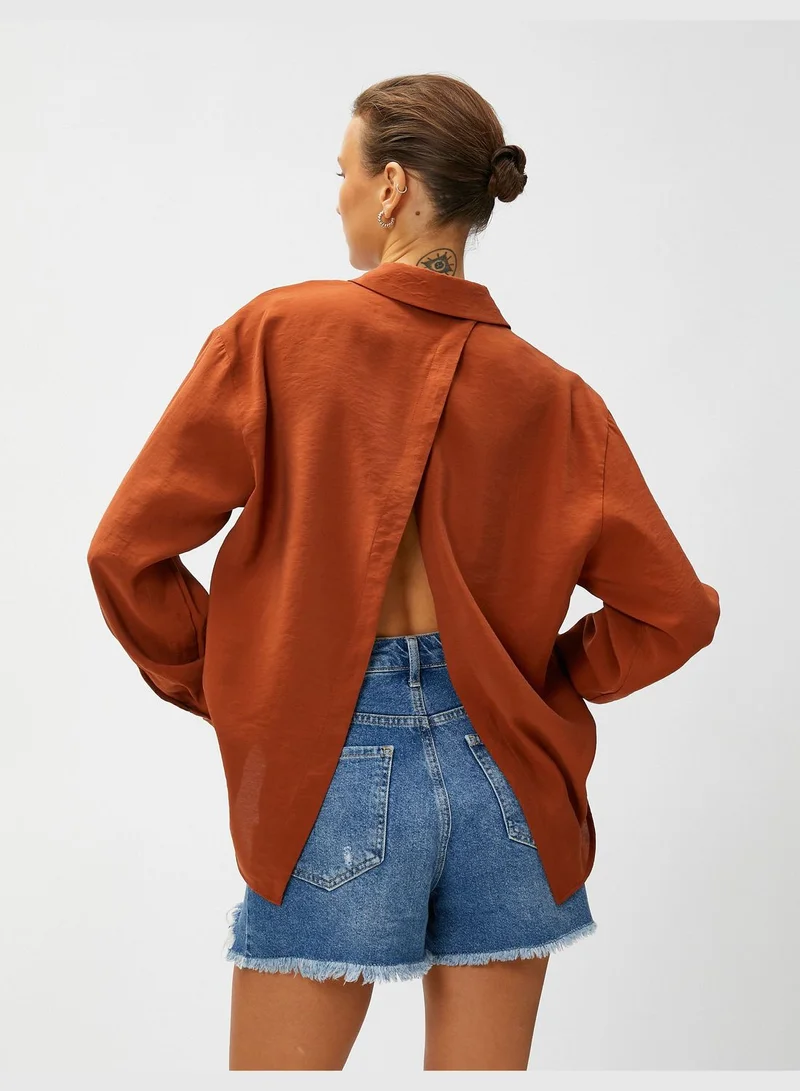 KOTON Back Detail Long Sleeve Modal Blended Shirt