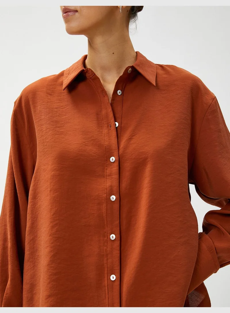 KOTON Back Detail Long Sleeve Modal Blended Shirt