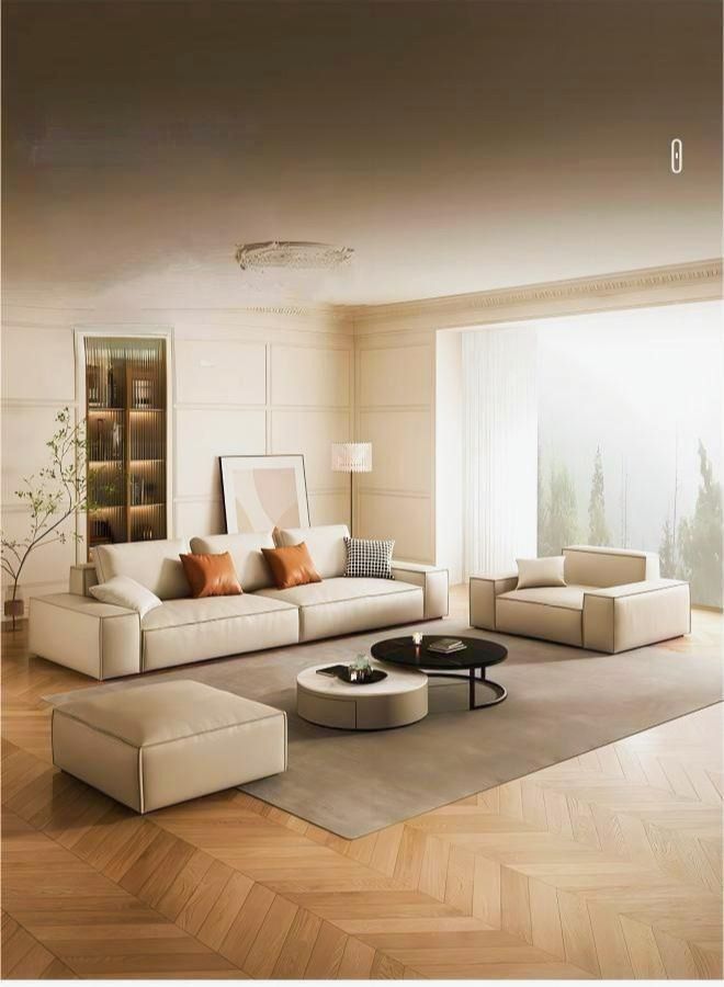 AAF FURNITURE طقم أريكة أثاث فاخر خفيف باللون البيج بدون وسادة  - Image 5