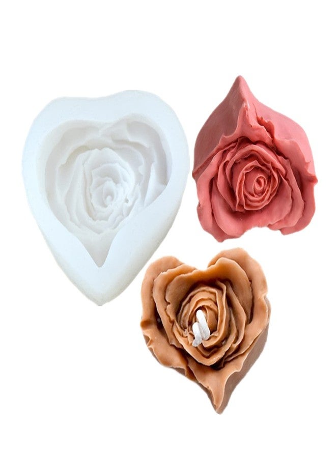 Anktily Love Rose Candle Silicone Mold Heart Flower Soap Mold Fondant Chocolate Candy Cake Mold Resin Polymer Clay Mould Valentine's Gift - Image 1