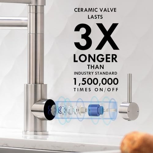 AIMADI Kitchen Faucet with Pull Down Sprayer,Commercial Stainless Steel Pull Down Sprayer Kitchen Faucet Single Hole Single Handle RV Laundry Outdoor Kitchen Sink Faucets - Image 5