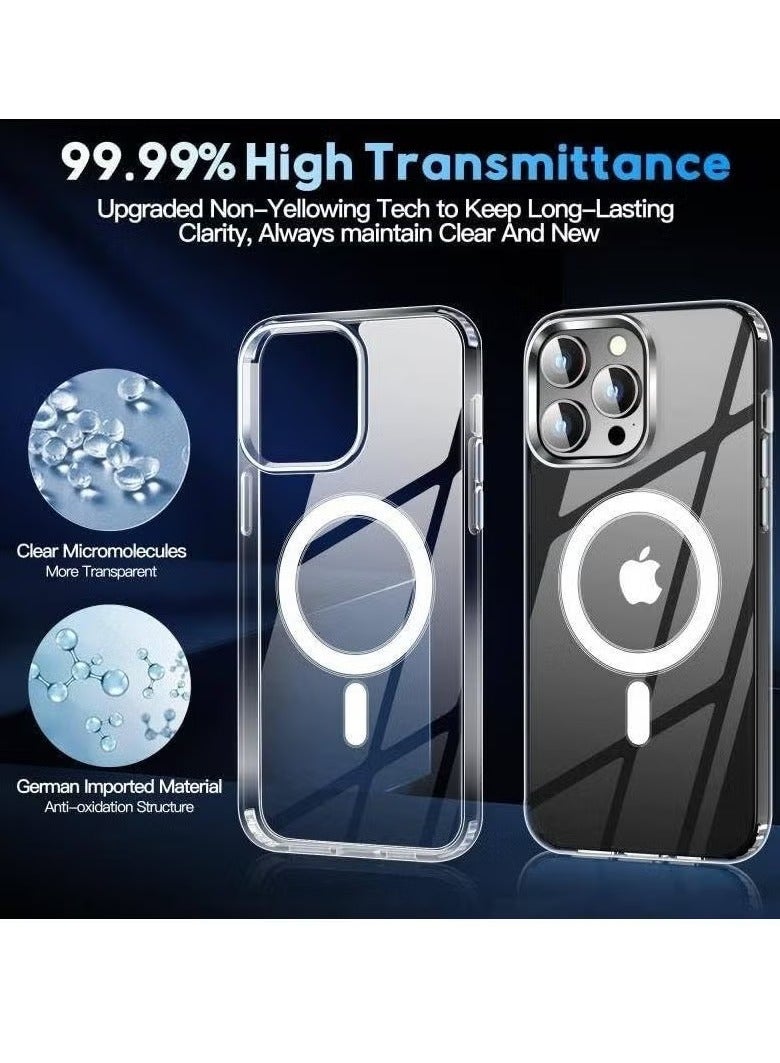 TIGER iPhone 15 Pro Max Clear Case – 5-in-1 Full Protection Bundle with Magnetic Shockproof Case, 2 Tempered Glass Screen Protectors & 2 Camera Lens Protectors – Anti-Yellow, Scratch-Resistant, Crystal Clear Cover for iPhone 15 Pro Max 6.7-Inch - Image 3