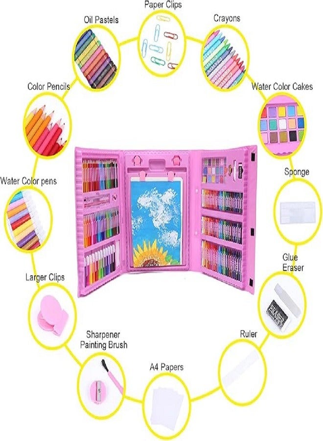 سوبر ميجا مجموعة أدوات الرسم والرسم للأطفال من  سوبر ميجا ، 208 قطعة، وردي - Image 4