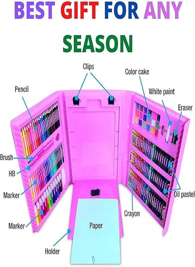 سوبر ميجا مجموعة أدوات الرسم والرسم للأطفال من  سوبر ميجا ، 208 قطعة، وردي - Image 5