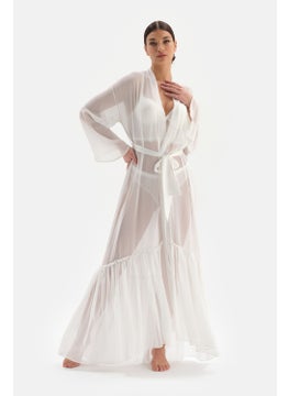 dagi White Lace Detailed Dressing Gown  - Image 1