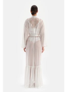 dagi White Lace Detailed Dressing Gown  - Image 3