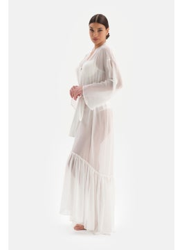 dagi White Lace Detailed Dressing Gown  - Image 2