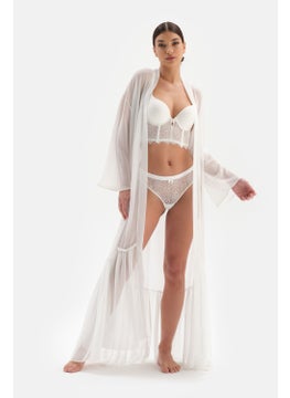 dagi White Lace Detailed Dressing Gown  - Image 4