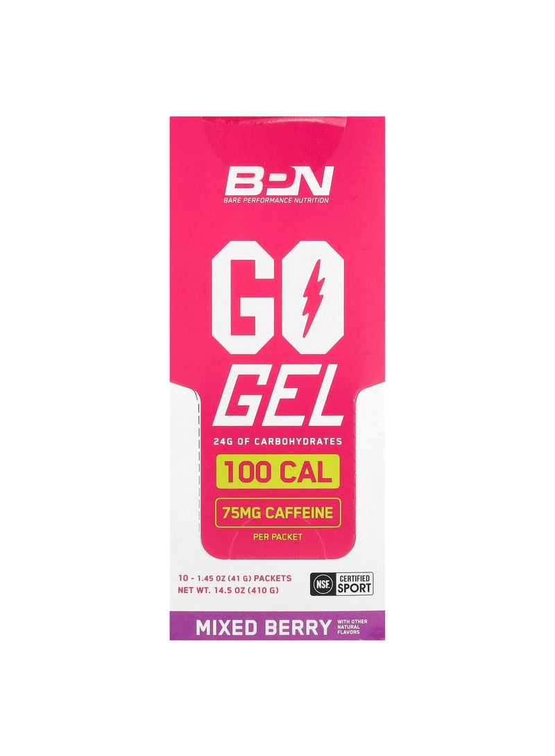 Go Gel, Mixed Berry CAF, 10 Packets, 1.45 oz (41 g) Each