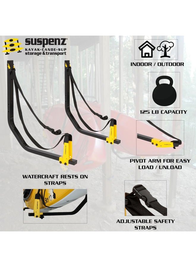 Suspenz Deluxe Kayak Canoe Storage Rack, Wall Hangers Hooks for Kayaks, Canoes and SUPs, 11-0111 - Image 3