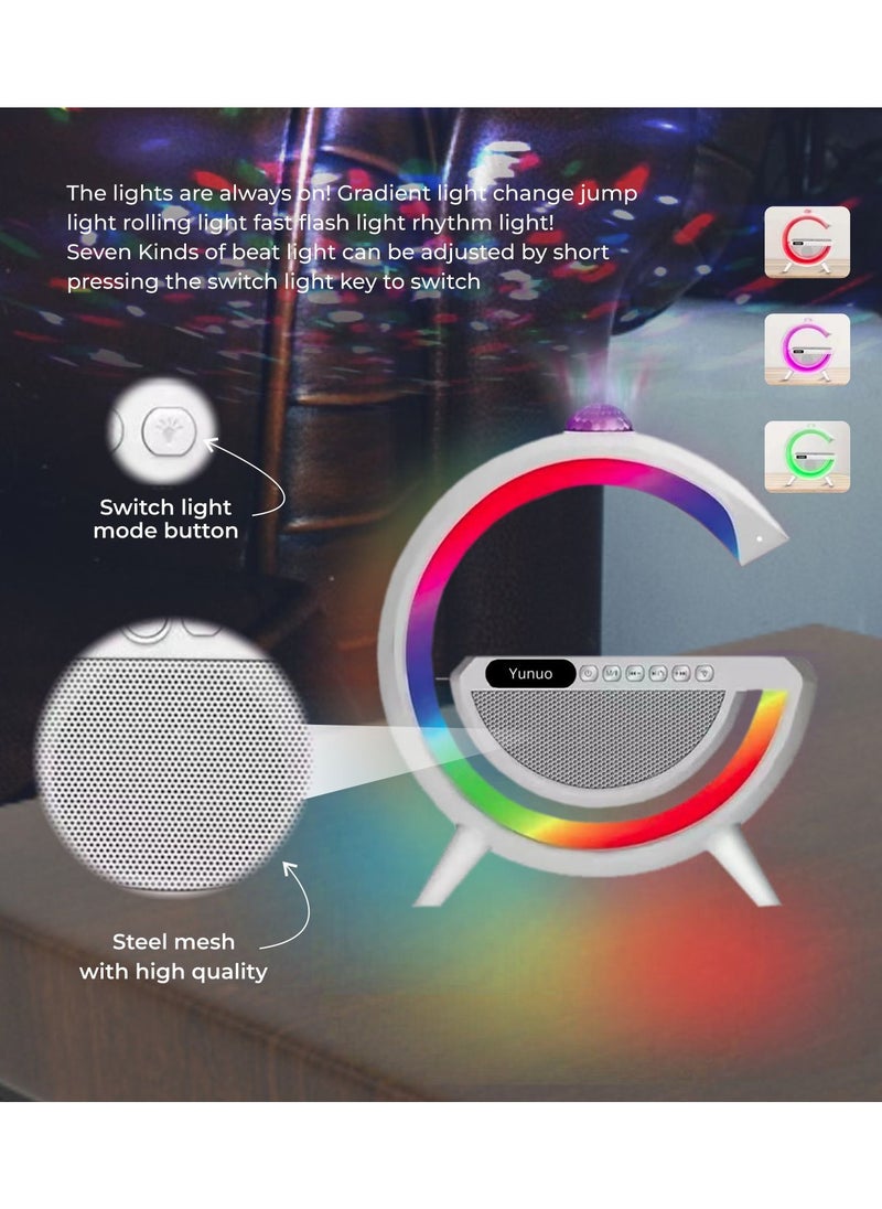LIMITLESS Bedside Table Lamp, Desk Night Light with 15W Quick Wireless Charger and Bluetooth Speaker, Desk Lamp with Alarm Clock and 256 RGB Light Modes  - Image 4