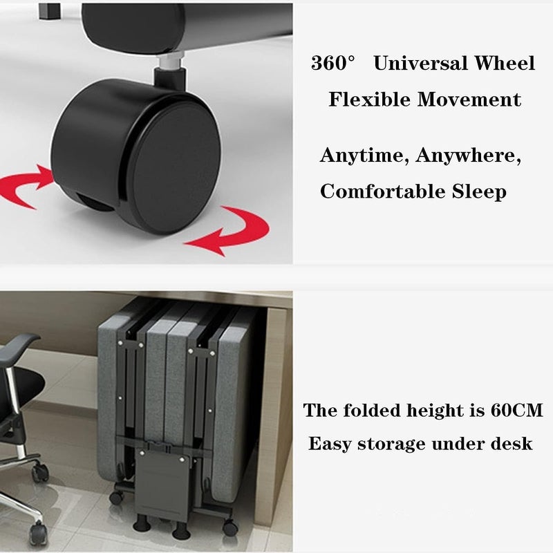 Harmony Home Premium Folding Guest Bed - 4-Fold Portable Single Sleeper with Rigid Sponge Design, Universal Wheels, Heavy Duty Metal Frame & Adjustable Headrest (Single : 190x80 cm) - Image 5